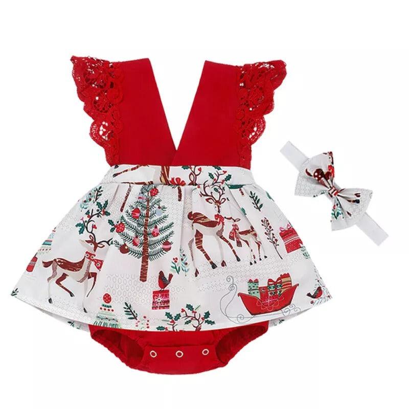 Classic Christmas Playsuit & Bow
