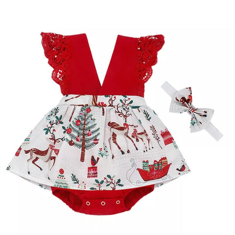 Classic Christmas Playsuit & Bow